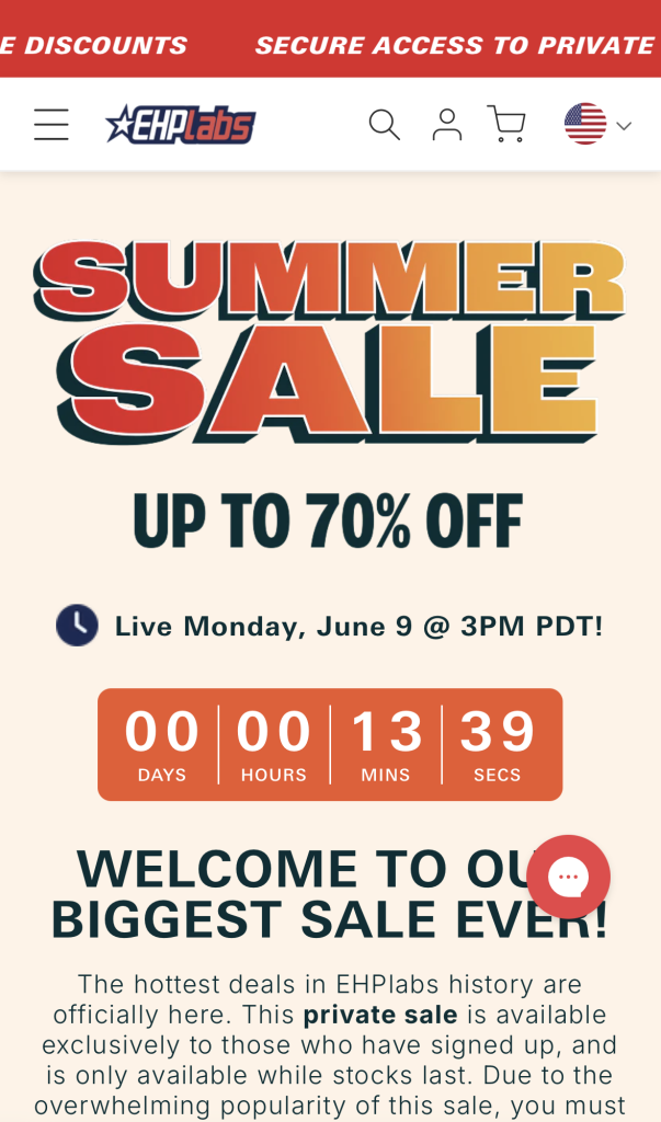 EHP Summer Sale campaign